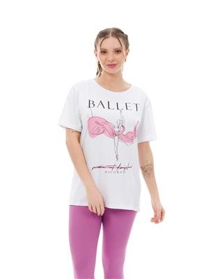 CAMISETA OVERSIZED DICORPO COM DECOTE CARECA E ESTAMPA BALLET 