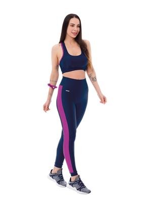 LEGGING RECORTADA BICOLOR DICORPO, COM BOLSO TRASEIRO NO CÓS ALTO DUPLO (TRILOBAL) 